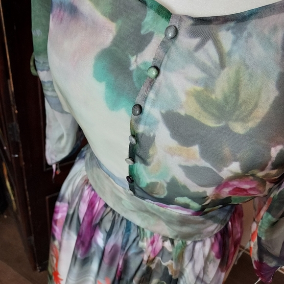 FloryDay Fairytale Gown NWT Watercolor Floral Maxi - Picture 5 of 13